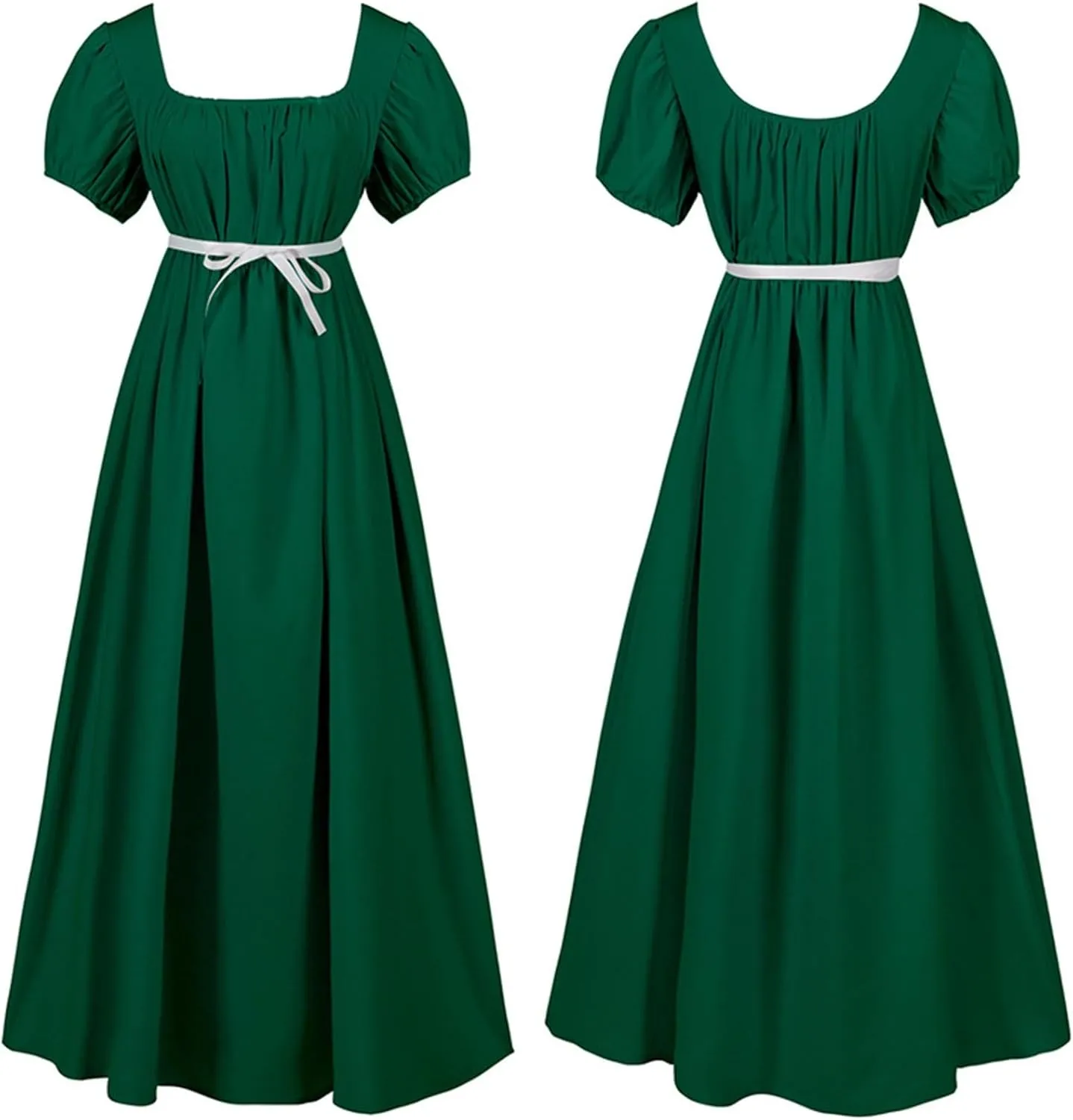 Regency Dresses for Women Bridgerton Dress Jane Austen Ball Gown Solid Empire Waist Puff Sleeve Sqaure Neck Dress