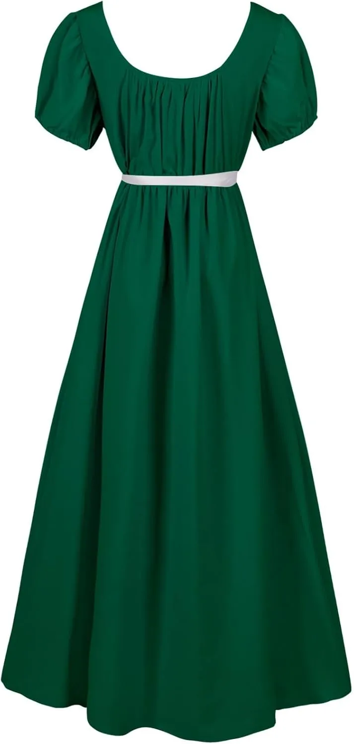 Regency Dresses for Women Bridgerton Dress Jane Austen Ball Gown Solid Empire Waist Puff Sleeve Sqaure Neck Dress