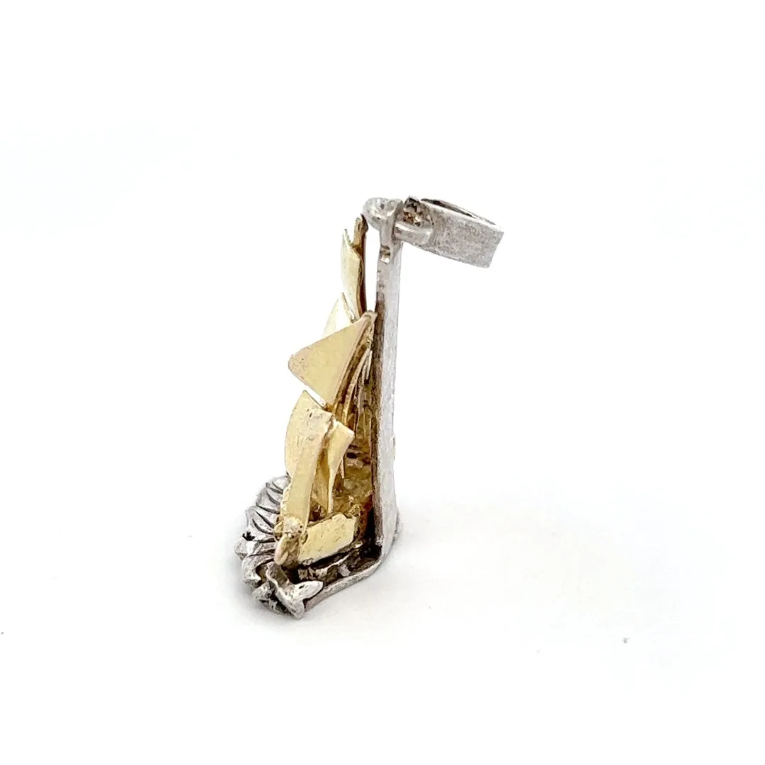 Sailing Ship Pendant made from 9ct Yellow Gold and Silver.