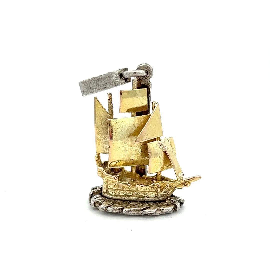 Sailing Ship Pendant made from 9ct Yellow Gold and Silver.
