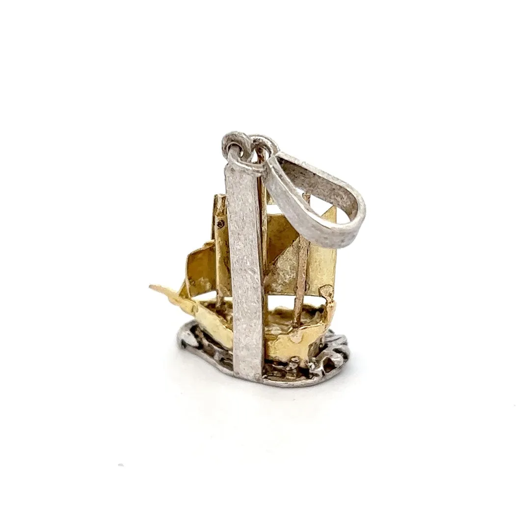 Sailing Ship Pendant made from 9ct Yellow Gold and Silver.