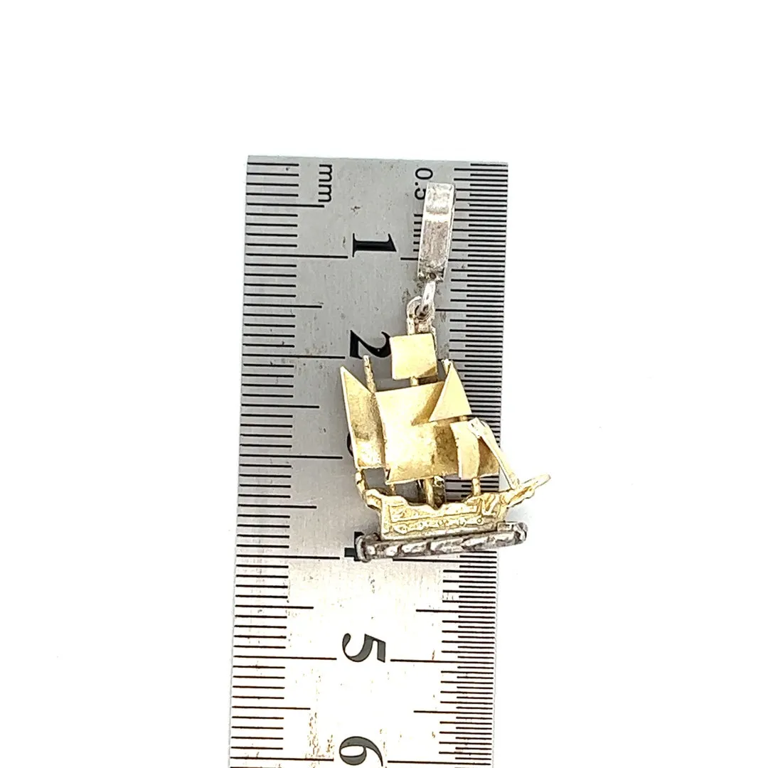 Sailing Ship Pendant made from 9ct Yellow Gold and Silver.