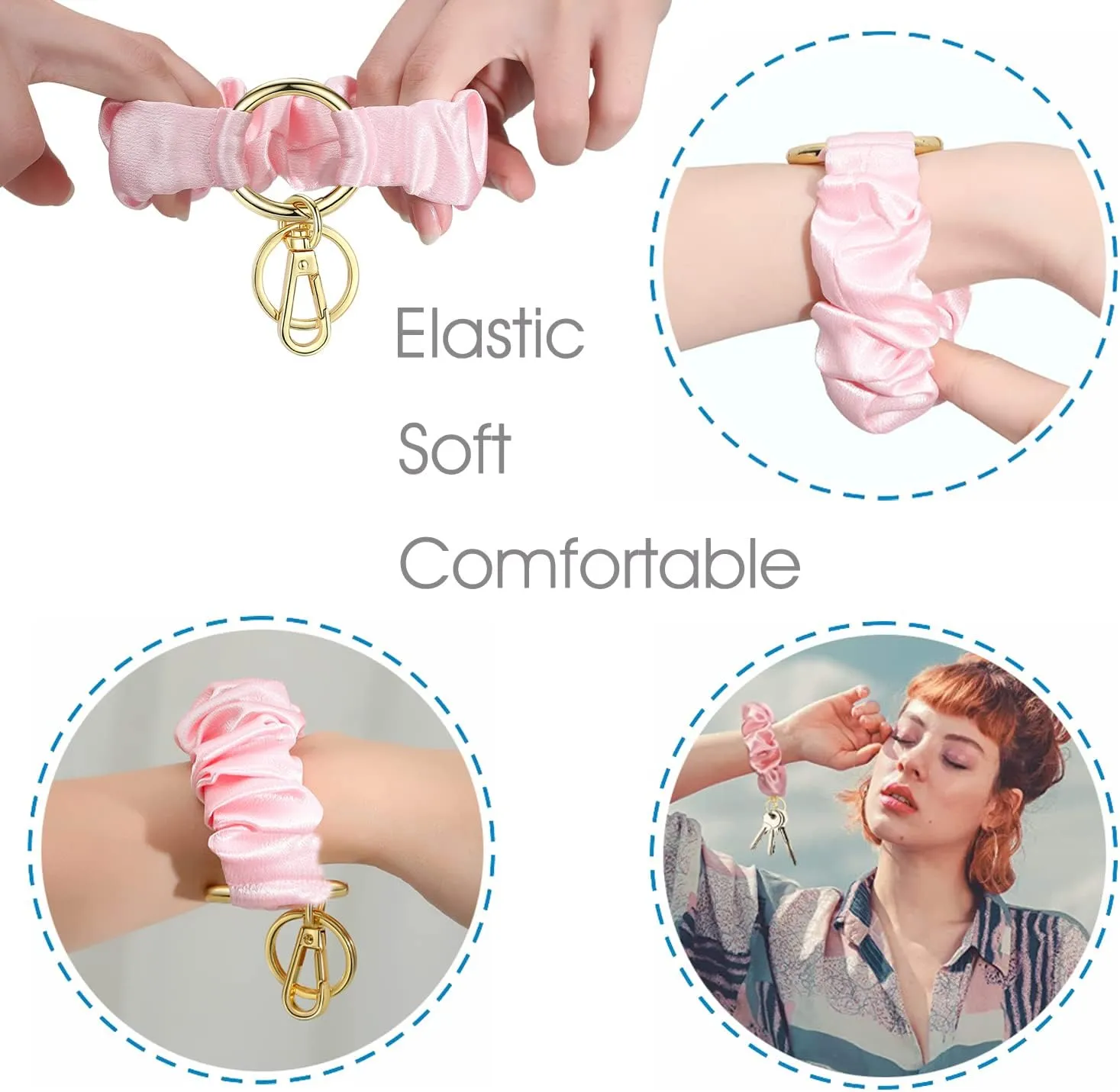 SAM & LORI Wristlet Keychain Bracelet Women Stretchy Removable Key Chain Keyring