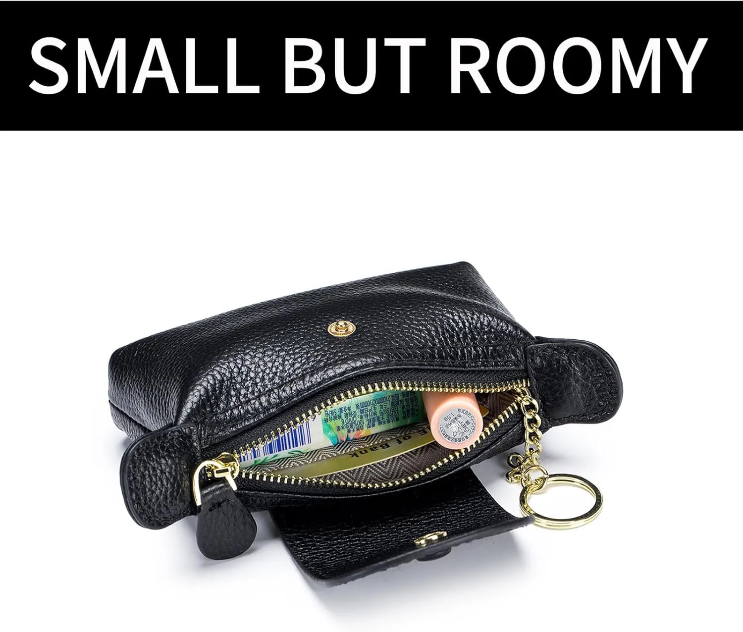 SENDEFN Small Leather Women Coin Purse, Women's Keychain Zipper Pocket Pouch Wallet
