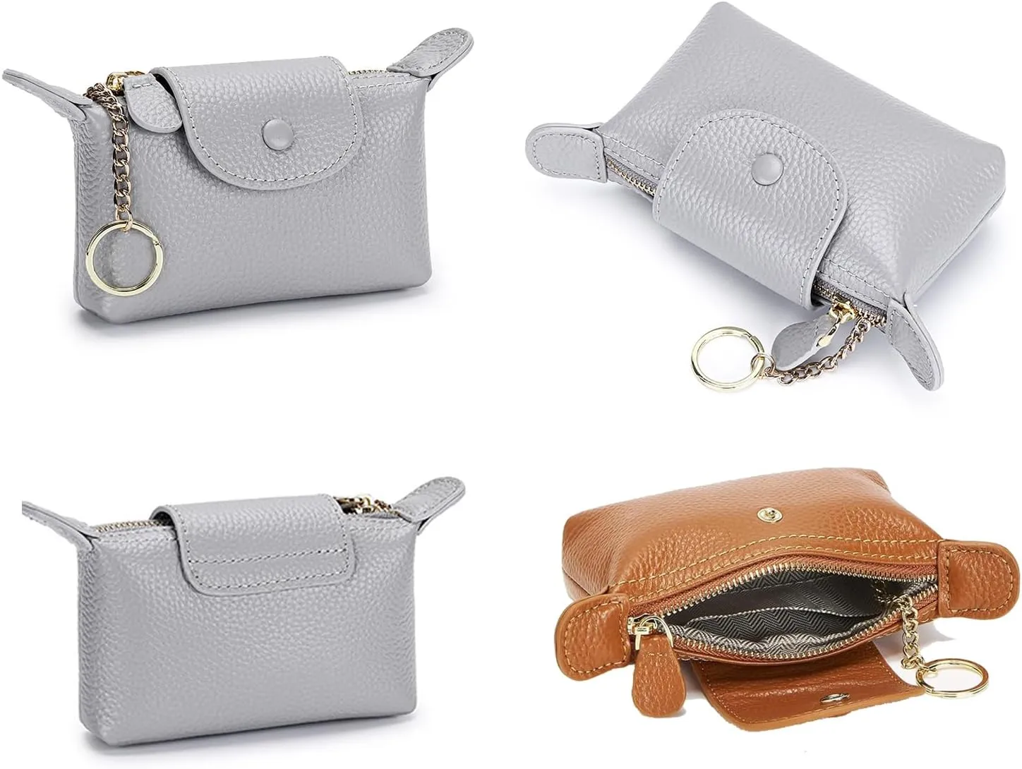 SENDEFN Small Leather Women Coin Purse, Women's Keychain Zipper Pocket Pouch Wallet
