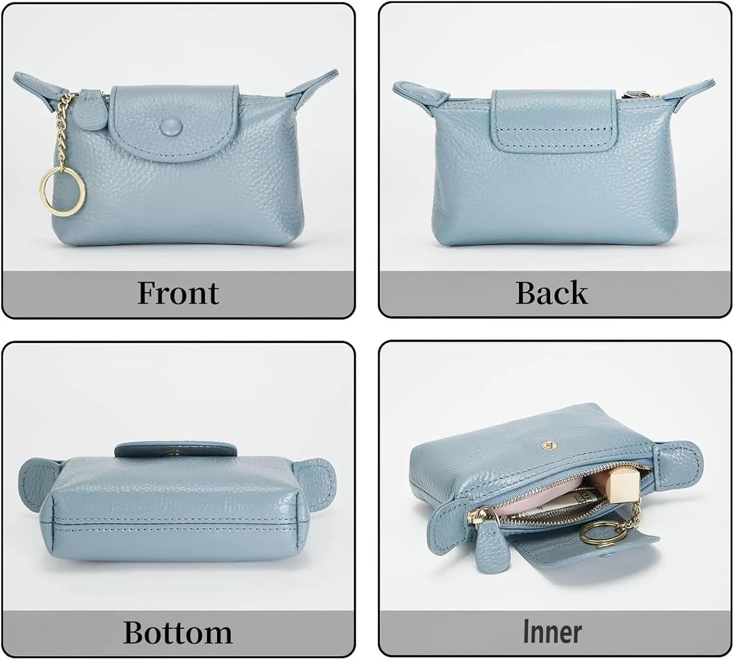 SENDEFN Small Leather Women Coin Purse, Women's Keychain Zipper Pocket Pouch Wallet