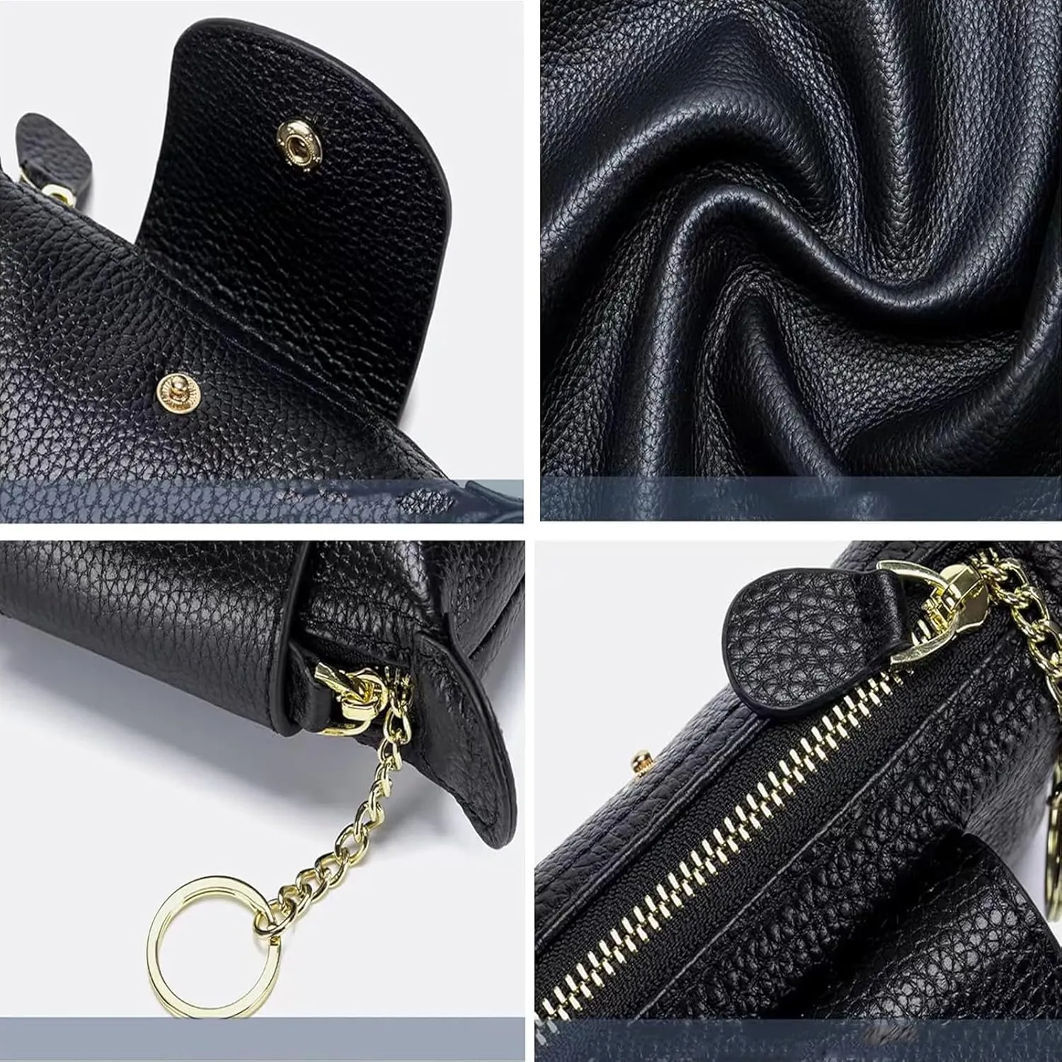 SENDEFN Small Leather Women Coin Purse, Women's Keychain Zipper Pocket Pouch Wallet