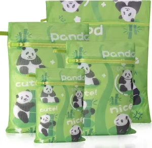 Set of 4 Cute Fine Mesh Laundry Bags (1 Small, 1 Medium, 1 Large, 1 Extra Large) with sturdy zippers, hanging loops and breathable fine mesh for underwear, delicates, pants and socks.