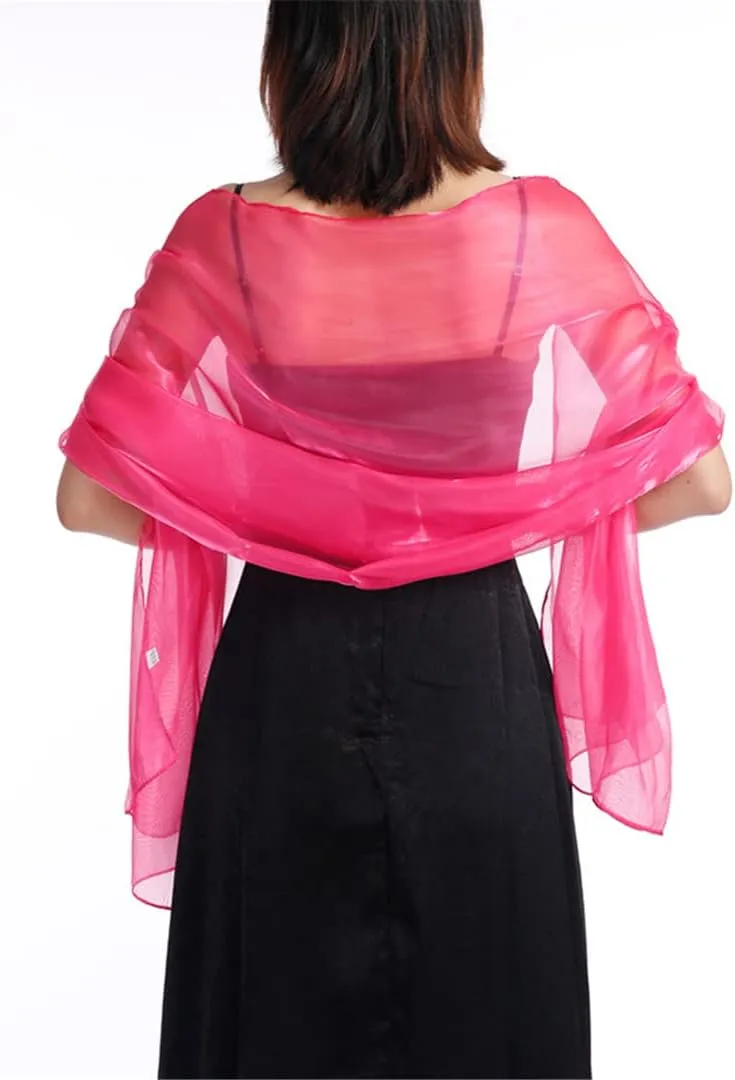 Sexy Transparent Solid Color Yarn Long Shiny Sunscreen Cloak Shade Shawl Wedding Bridesmaid Party Evening Dress Scarf