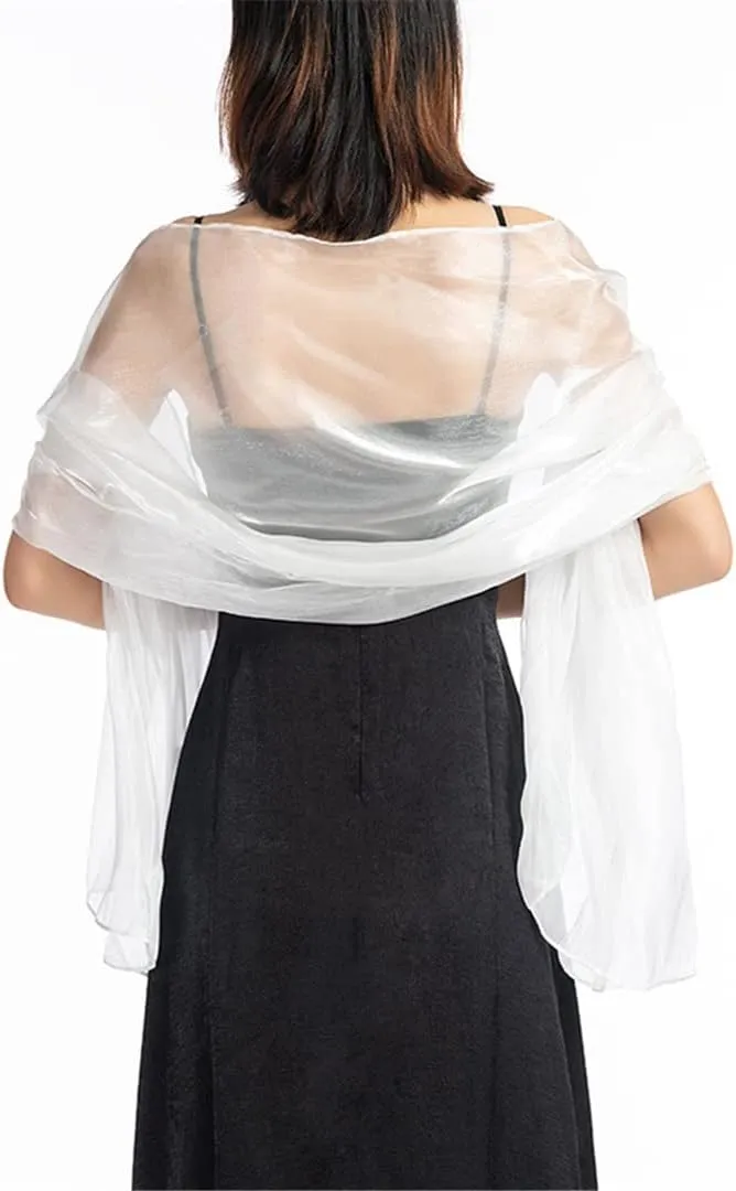 Sexy Transparent Solid Color Yarn Long Shiny Sunscreen Cloak Shade Shawl Wedding Bridesmaid Party Evening Dress Scarf