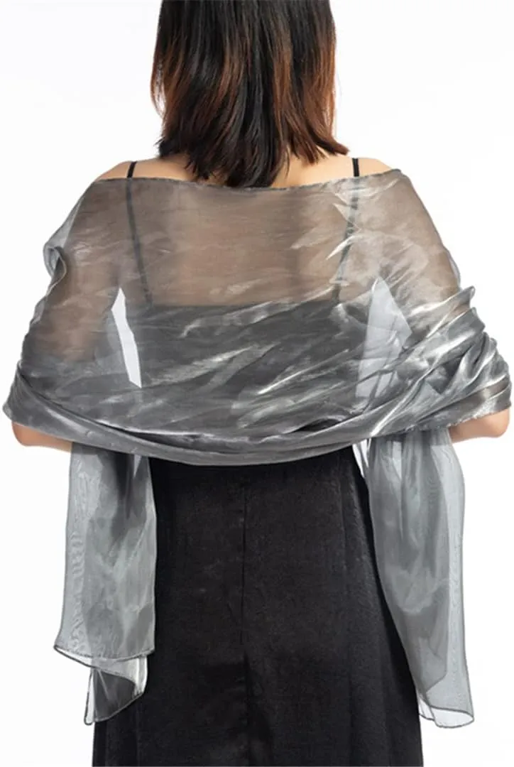 Sexy Transparent Solid Color Yarn Long Shiny Sunscreen Cloak Shade Shawl Wedding Bridesmaid Party Evening Dress Scarf