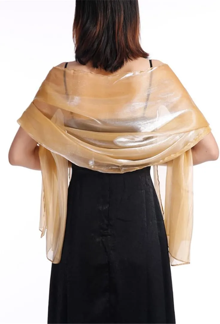 Sexy Transparent Solid Color Yarn Long Shiny Sunscreen Cloak Shade Shawl Wedding Bridesmaid Party Evening Dress Scarf