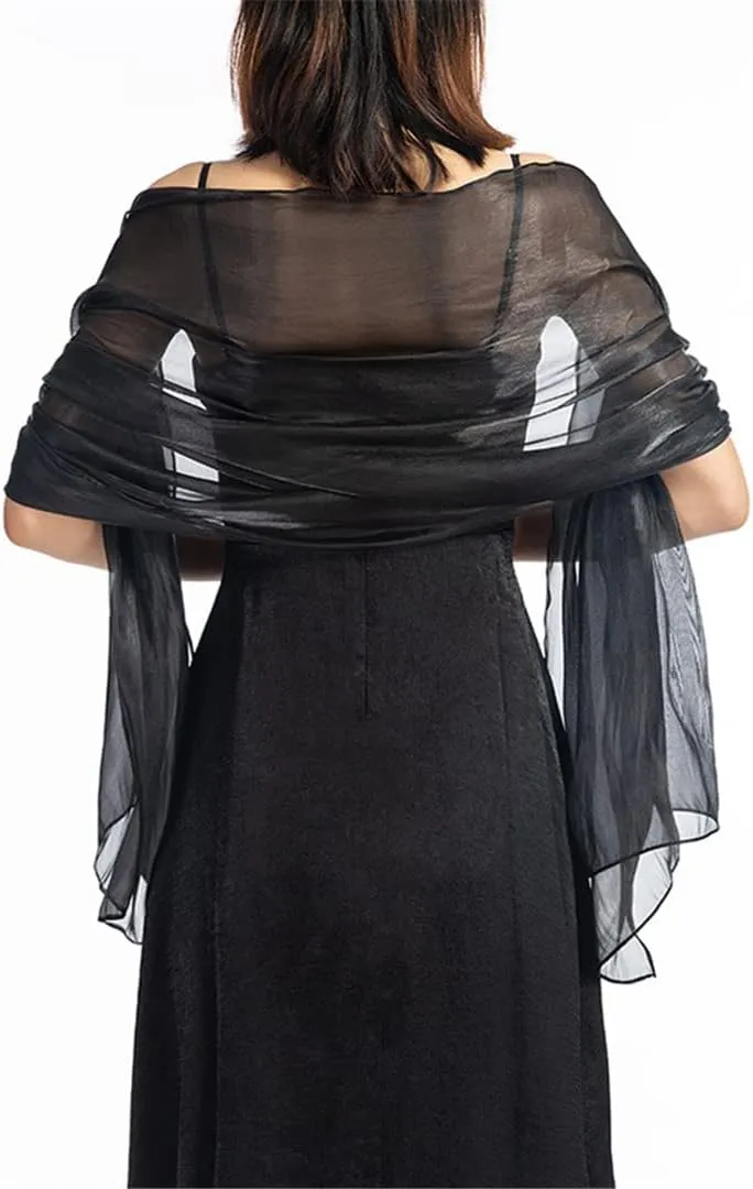 Sexy Transparent Solid Color Yarn Long Shiny Sunscreen Cloak Shade Shawl Wedding Bridesmaid Party Evening Dress Scarf
