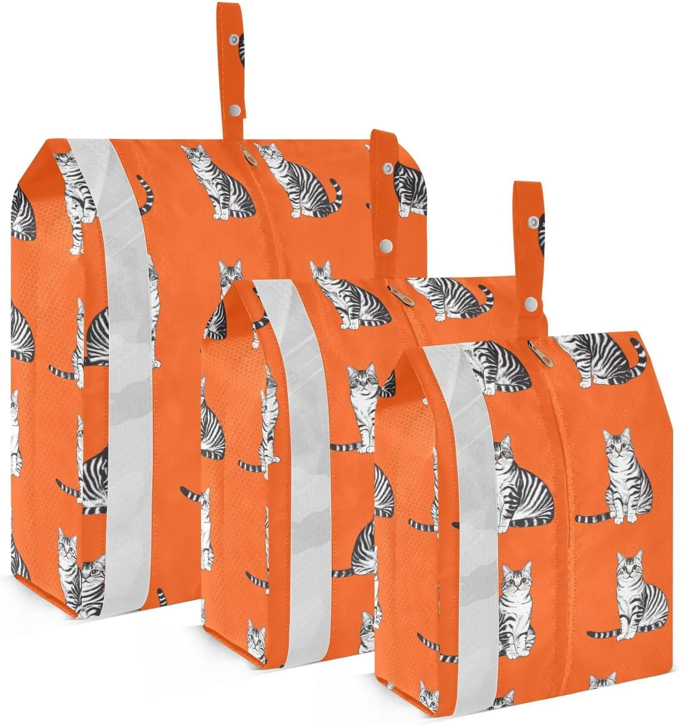 Shorthaircats Orange 3 Set Travel Packing Cubes For Suitcases Foldable Garment Bag Closet Storage Bag For Travel Bedroom Organizer