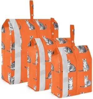 Shorthaircats Orange 3 Set Travel Packing Cubes For Suitcases Foldable Garment Bag Closet Storage Bag For Travel Bedroom Organizer