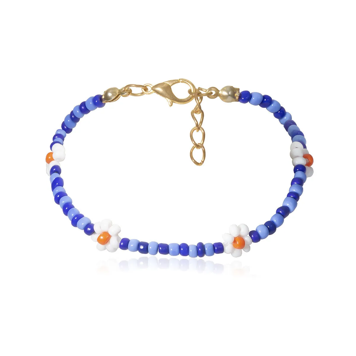 Simple Contrast Color Creative Bracelet Anklet Knitting Handmade Flower Rice Bead Color Necklace For Women