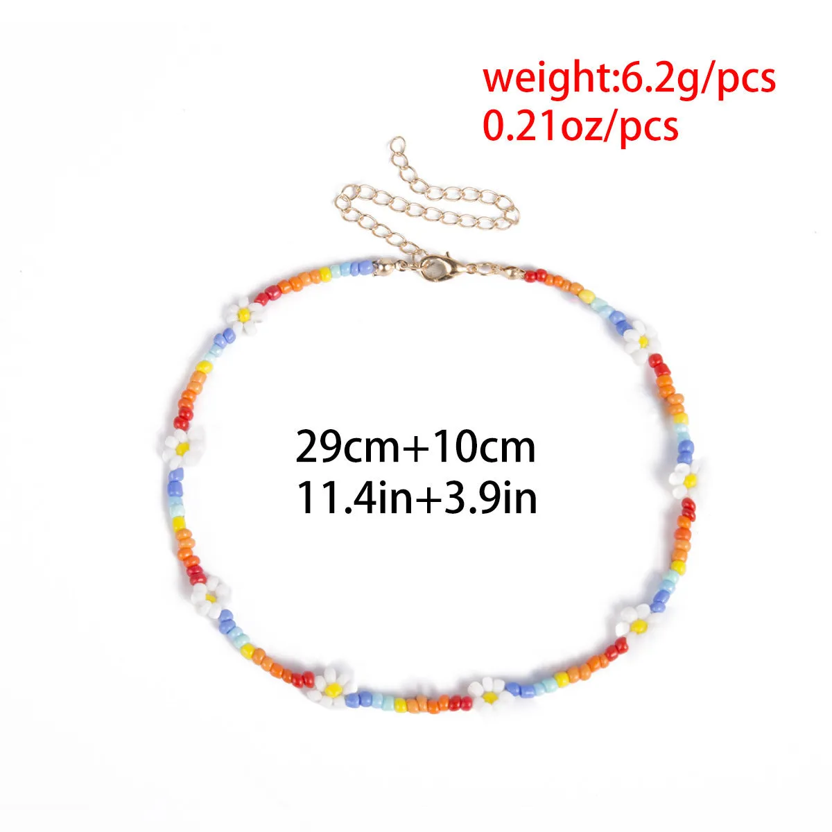 Simple Contrast Color Creative Bracelet Anklet Knitting Handmade Flower Rice Bead Color Necklace For Women