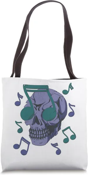 Skull with Sunglasses Shaped Like a Note Tote Bag