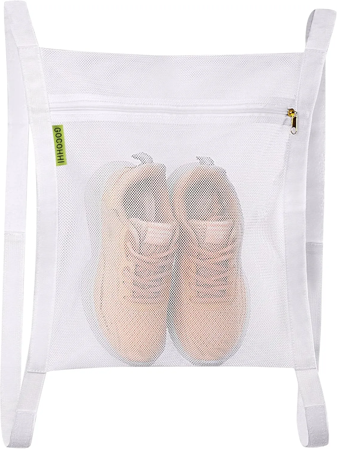 Sneaker Wash & Dry Net Bag for Dryer,15.7x13.8 Inch Large HoneyComber Mesh Bags with Zipper and Strap for Shoes, Clothing, Laundry Reused Bag Tool (Large) (white)