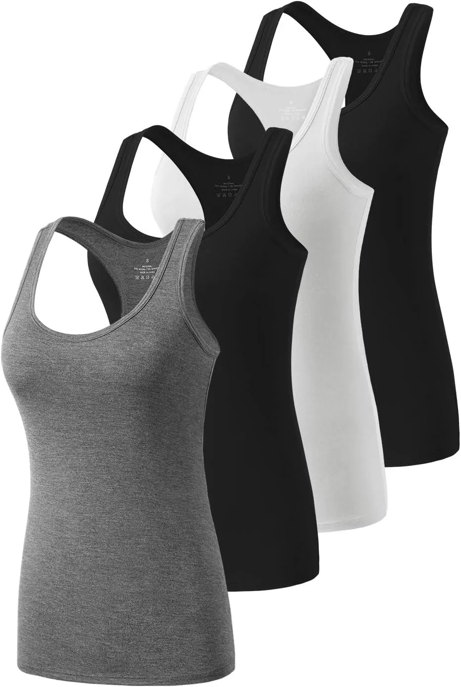 Star Vibe Racerback Workout Tank Tops for Women Basic Athletic Tanks Yoga Shirt Sleeveless Exercise Tops 4 Pack
