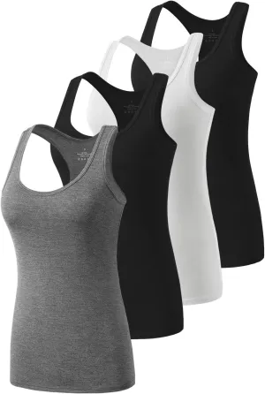 Star Vibe Racerback Workout Tank Tops for Women Basic Athletic Tanks Yoga Shirt Sleeveless Exercise Tops 4 Pack