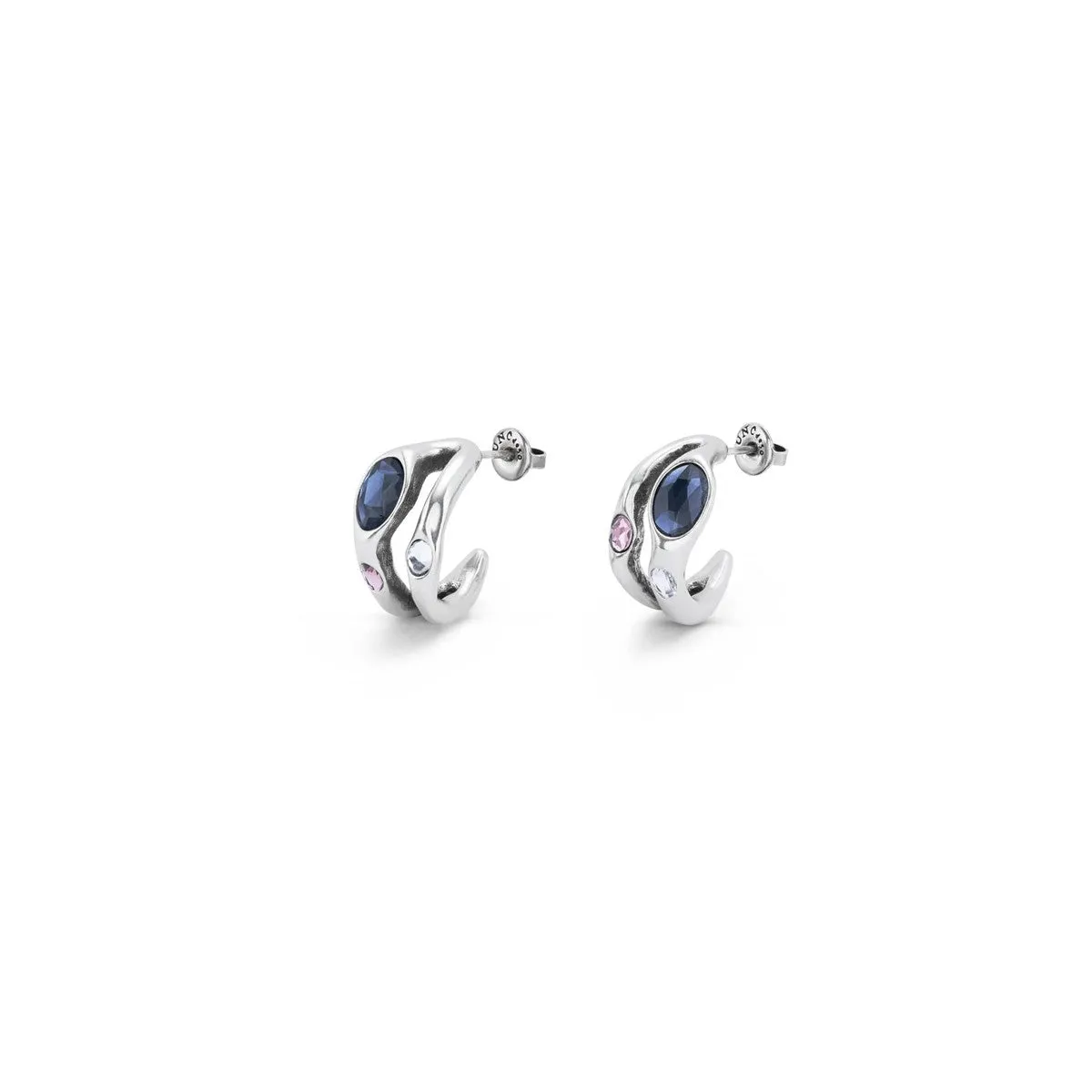 Sterling silver-plated earrings with black crystal - PEN0955MCLMTL0U