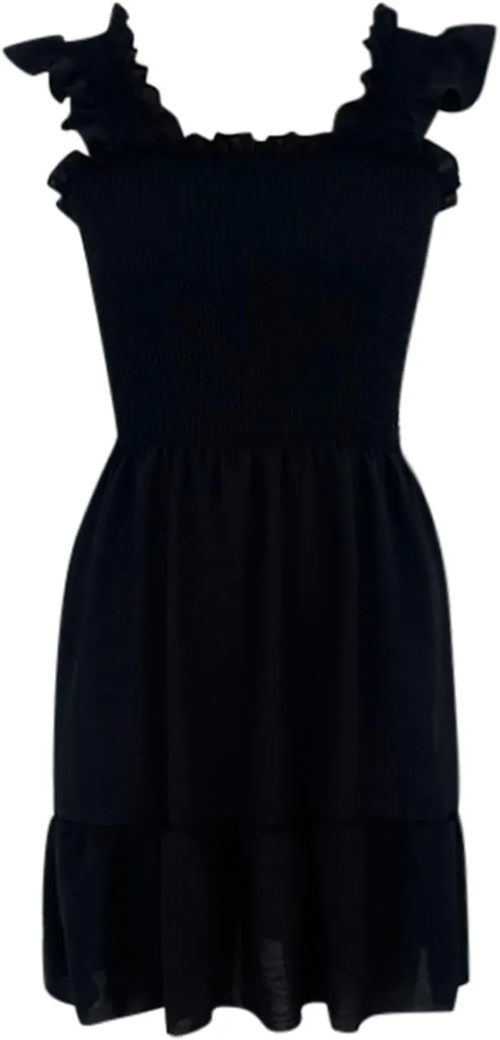 Summer Dresses for Women, Women's Casual Square Neck Ruffle Sleeve Bohemian Smocked A Line Swing Mini Dress Party Sundresses