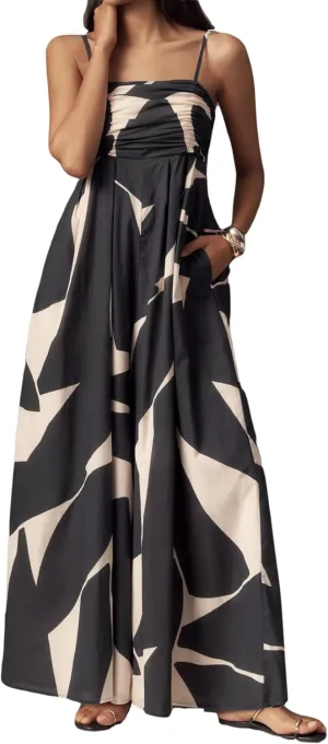 Summer Spaghetti Strap Boho Wide Leg Jumpsuits for Women Casual Sleeveless Long Rompers 2025 Trendy One Piece Outfits
