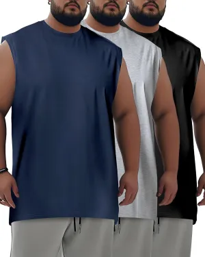 Taiyin 3 Pack Men's Big and Tall Tank Tops Dry Fit Muscle Workout Sleeveless T Shirts Summer Gym Active Undershirts