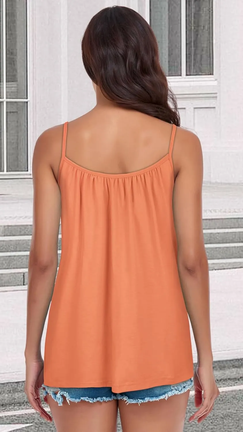 Tank Top for Women Spaghetti Strap Camisole Summer Scoop Neck Loose Fit Casual Sleeveless Shirts