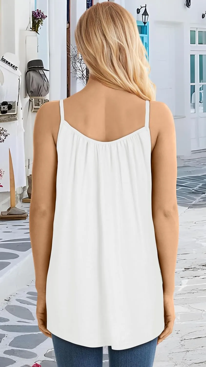 Tank Top for Women Spaghetti Strap Camisole Summer Scoop Neck Loose Fit Casual Sleeveless Shirts