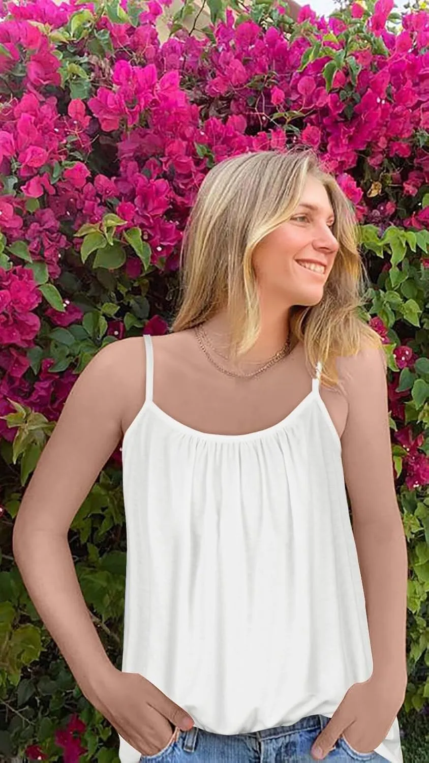 Tank Top for Women Spaghetti Strap Camisole Summer Scoop Neck Loose Fit Casual Sleeveless Shirts