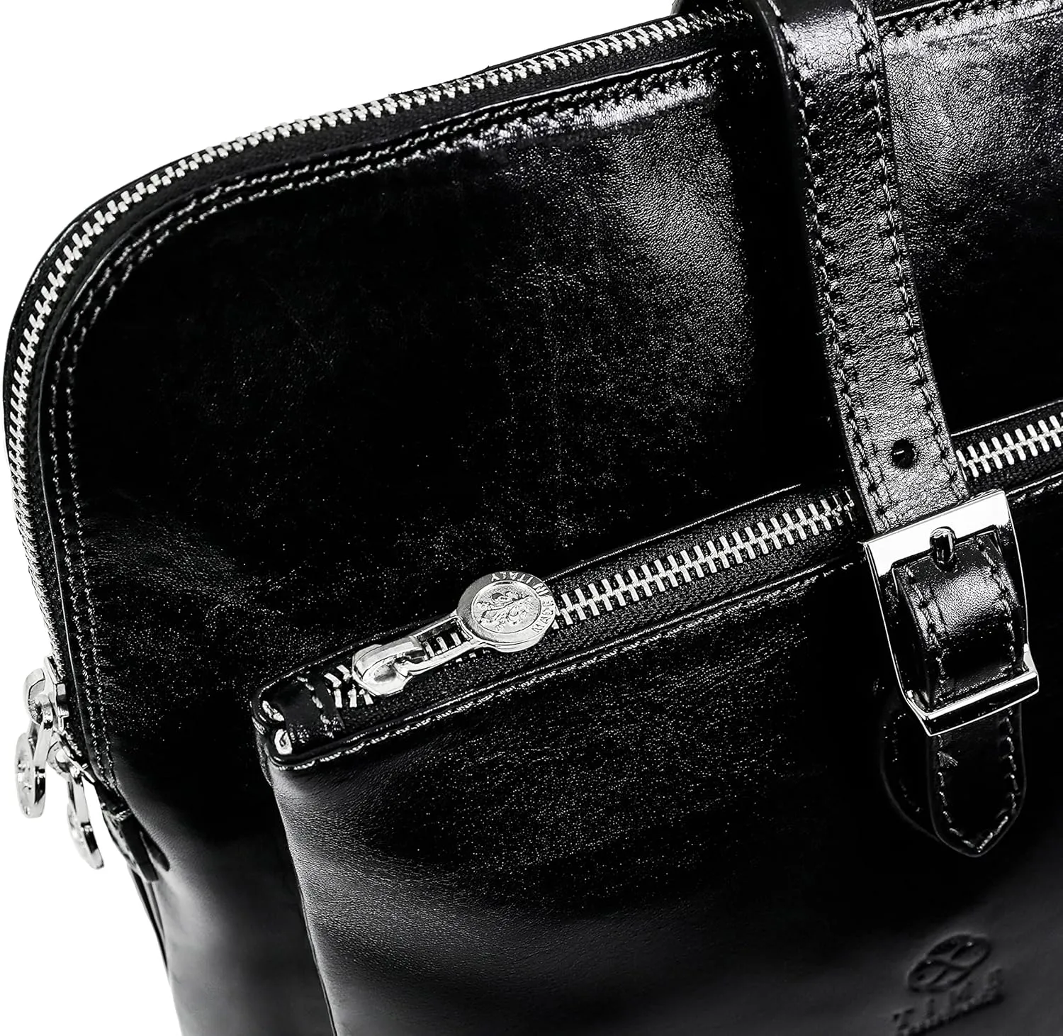 Time Resistance Leather Backpack - Convertible to Shoulder Bag - Full Grain Real Leather Travel Rucksack for Women (Black)