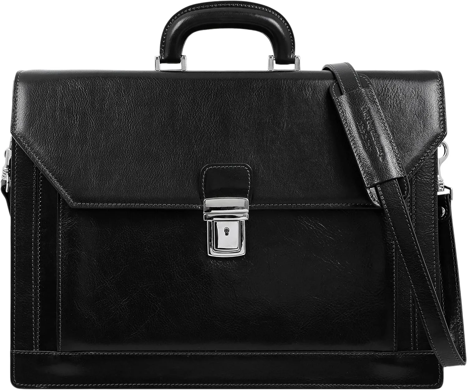 Time Resistance Leather Briefcase - Italian Handmade Laptop Bag - Work Bag for Men and Women - Attache - Computer Bag