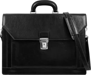 Time Resistance Leather Briefcase - Italian Handmade Laptop Bag - Work Bag for Men and Women - Attache - Computer Bag