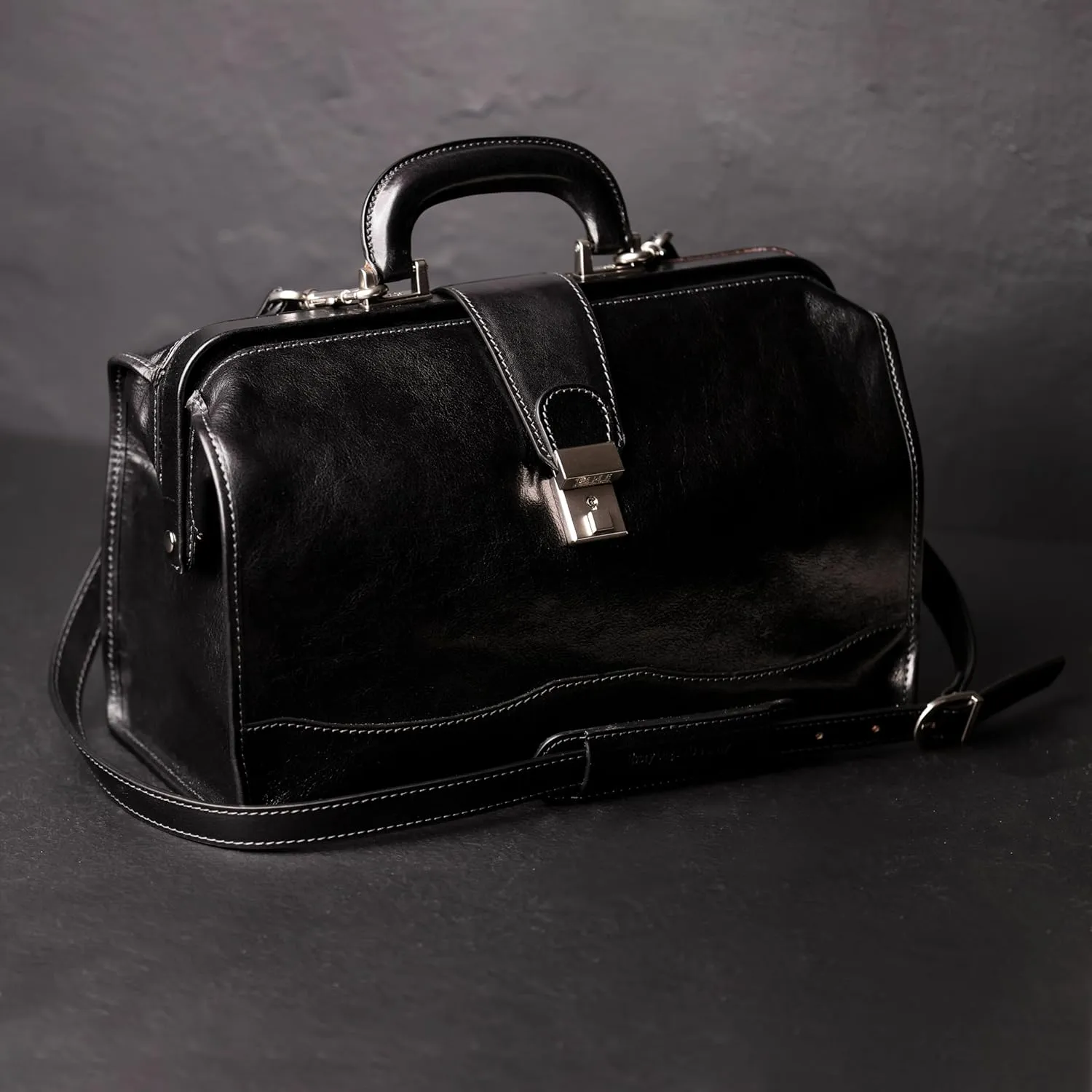 Time Resistance Leather Doctor Bag - Italian Handmade Medical Bag - Vintage Style Handbag - Real Leather Briefcase