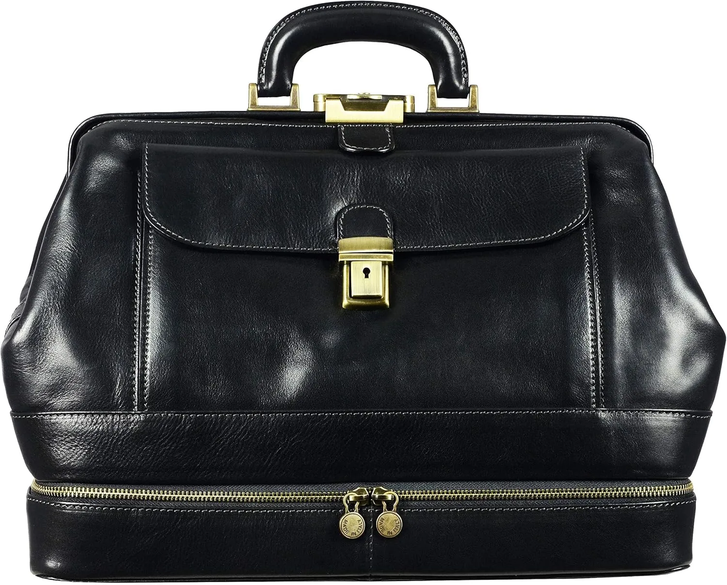 Time Resistance Leather Doctor Bag - Italian Handmade Medical Bag - Vintage Style Handbag - Real Leather Briefcase