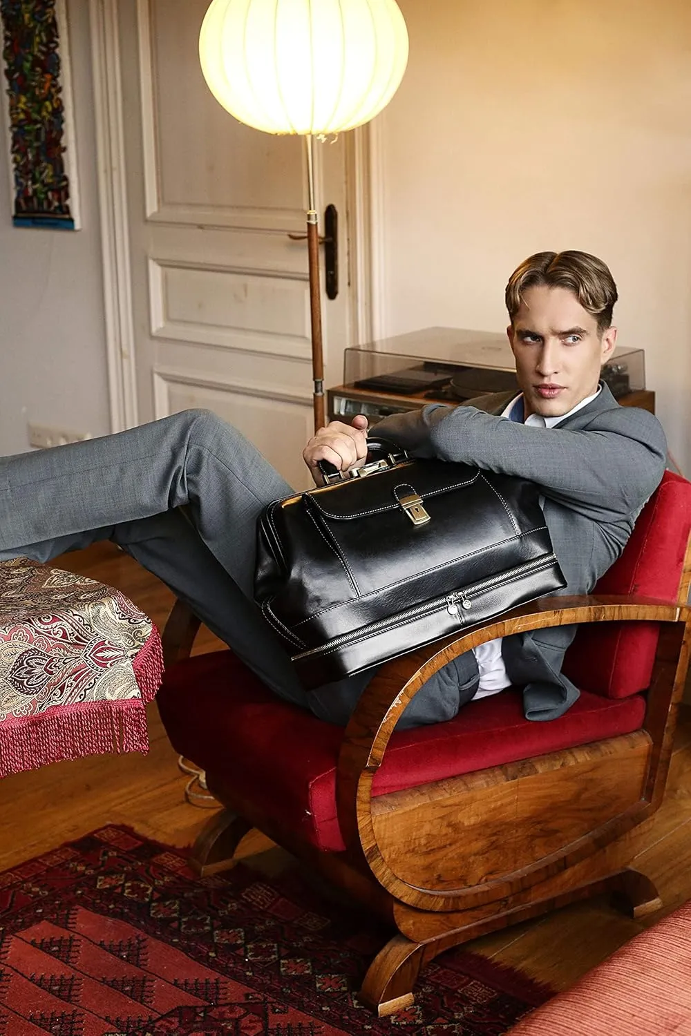 Time Resistance Leather Doctor Bag - Italian Handmade Medical Bag - Vintage Style Handbag - Real Leather Briefcase