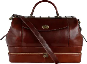 Time Resistance Leather Doctor Bag Purse - Medical Briefcase - Vintage Handbag Handmade in Italy