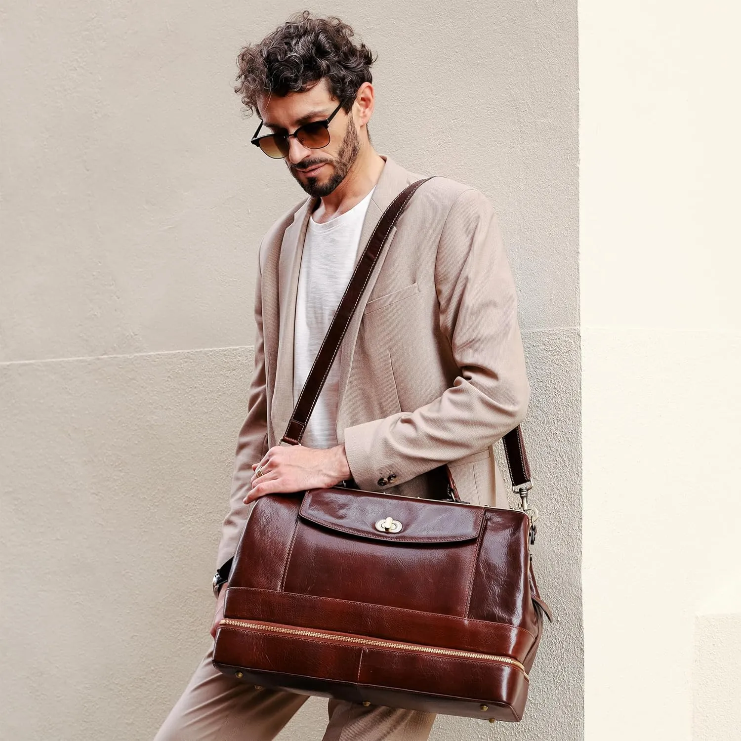 Time Resistance Leather Doctor Bag Purse - Medical Briefcase - Vintage Handbag Handmade in Italy