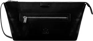 Time Resistance Leather Toiletry Bag - Dopp Kit, Full-grain Leather Cosmetic Case, Wash Bag (Black)
