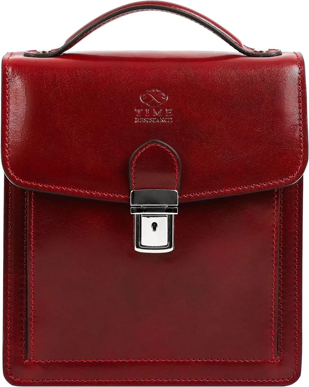 Time Resistance Small Leather Briefcase for Men - Crossbody Bag - Italian Leather Messenger Bag - Gift Box Included