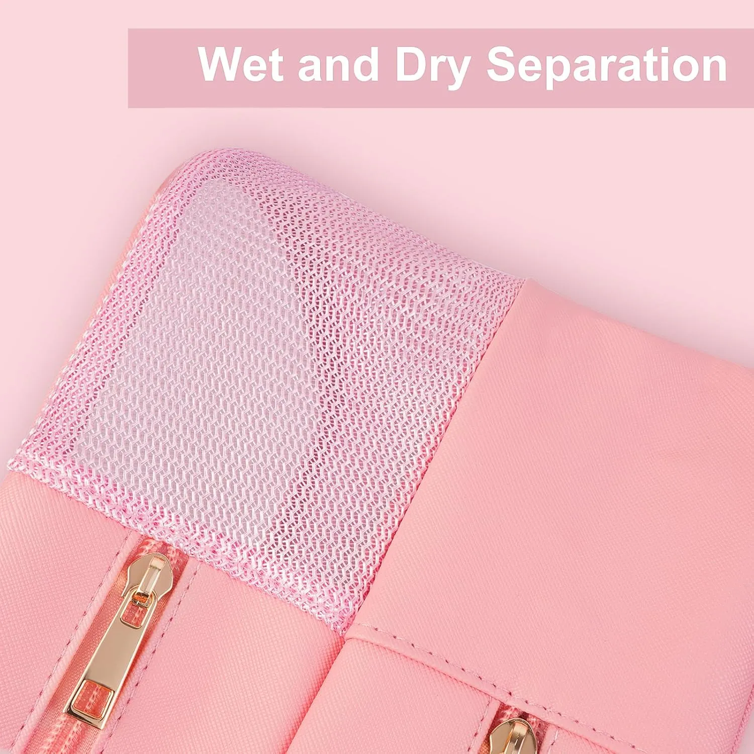 Toiletry Bag for Women Men, Translucent Dry-wet Separation Toiletries Bag Makeup Bag Travel Bag for Toiletries, Cosmetics, Travel Essentials, Toiletry Bags for Women Traveling(Pink)