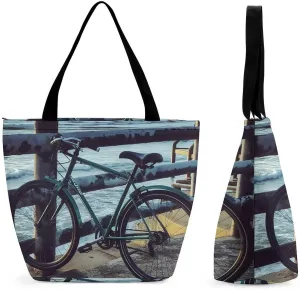 Tote Bag for Women Grocery Bag Bee Pattern Foldable Shopping Bags Reusable Large Tote Bag