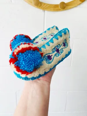 Traditional Greek Pom Pom Slippers, size 6