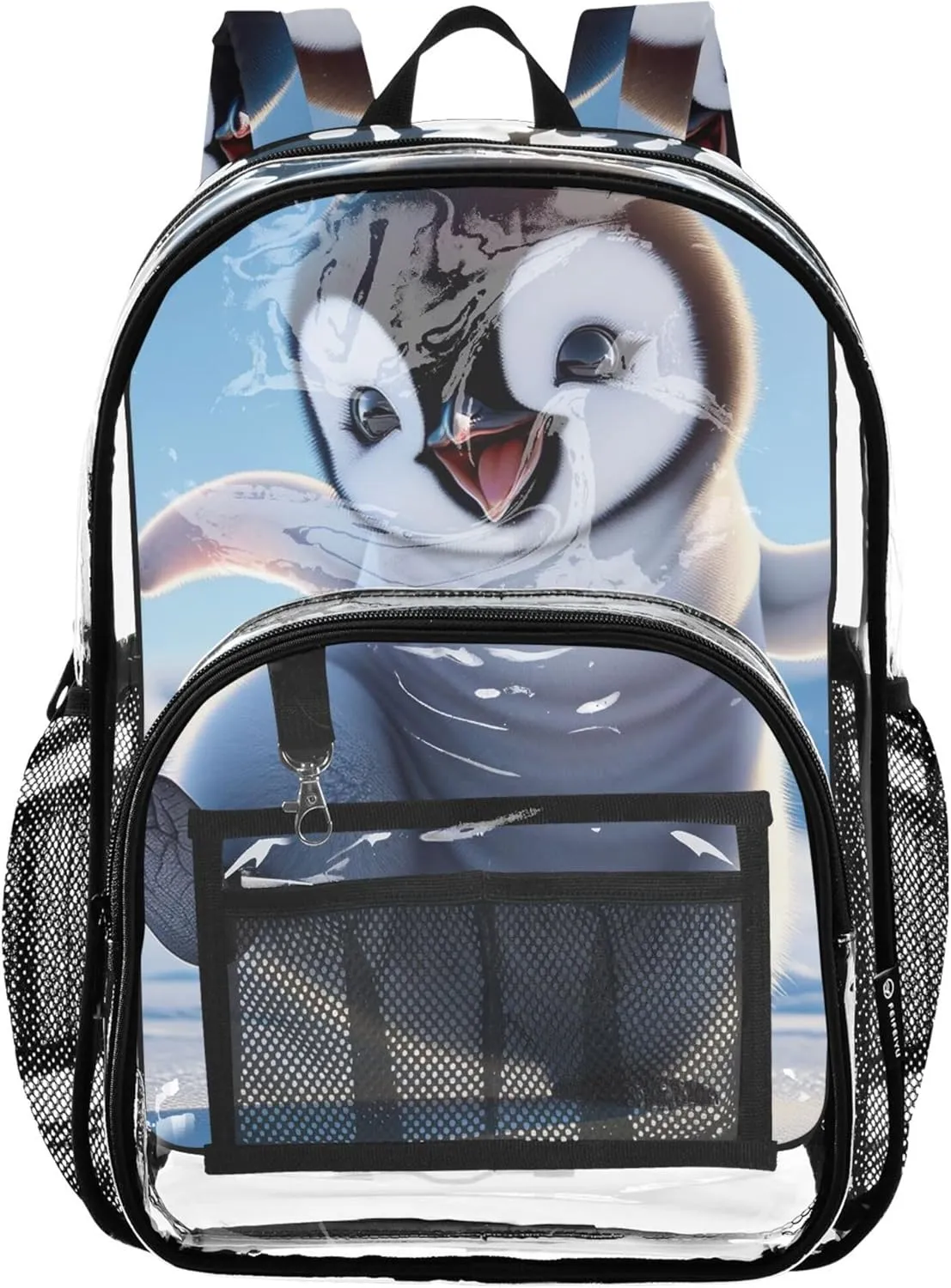 Travel Clear Backpack Floral Cute Penguin Animal Boys Backpacks for Girls Plastic School Clear Bookbag