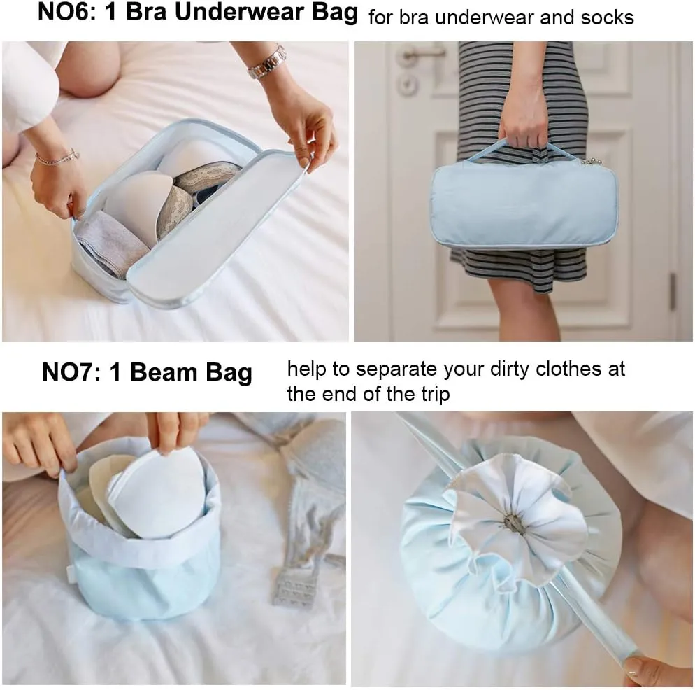 Travel Packing Cubes 8 Pcs Set, Luggage Packing Organizers with Shoe Bag and Toiletry Bag