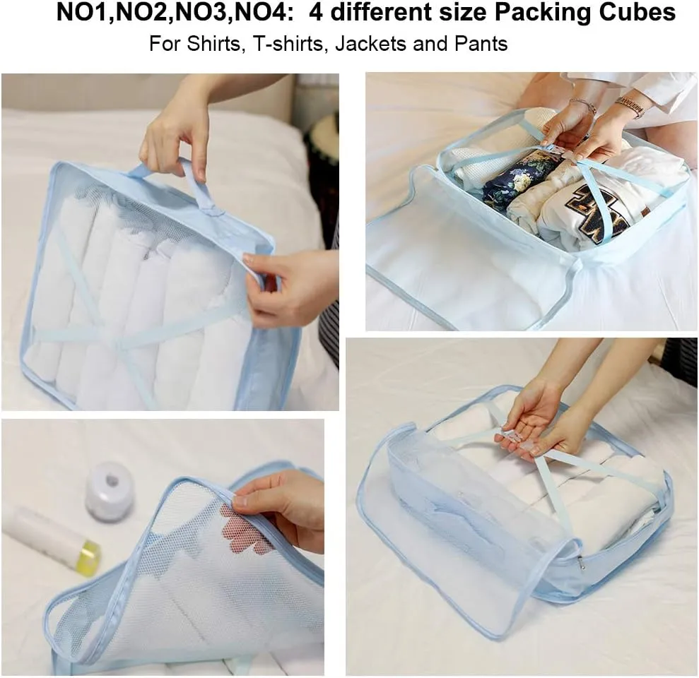 Travel Packing Cubes 8 Pcs Set, Luggage Packing Organizers with Shoe Bag and Toiletry Bag