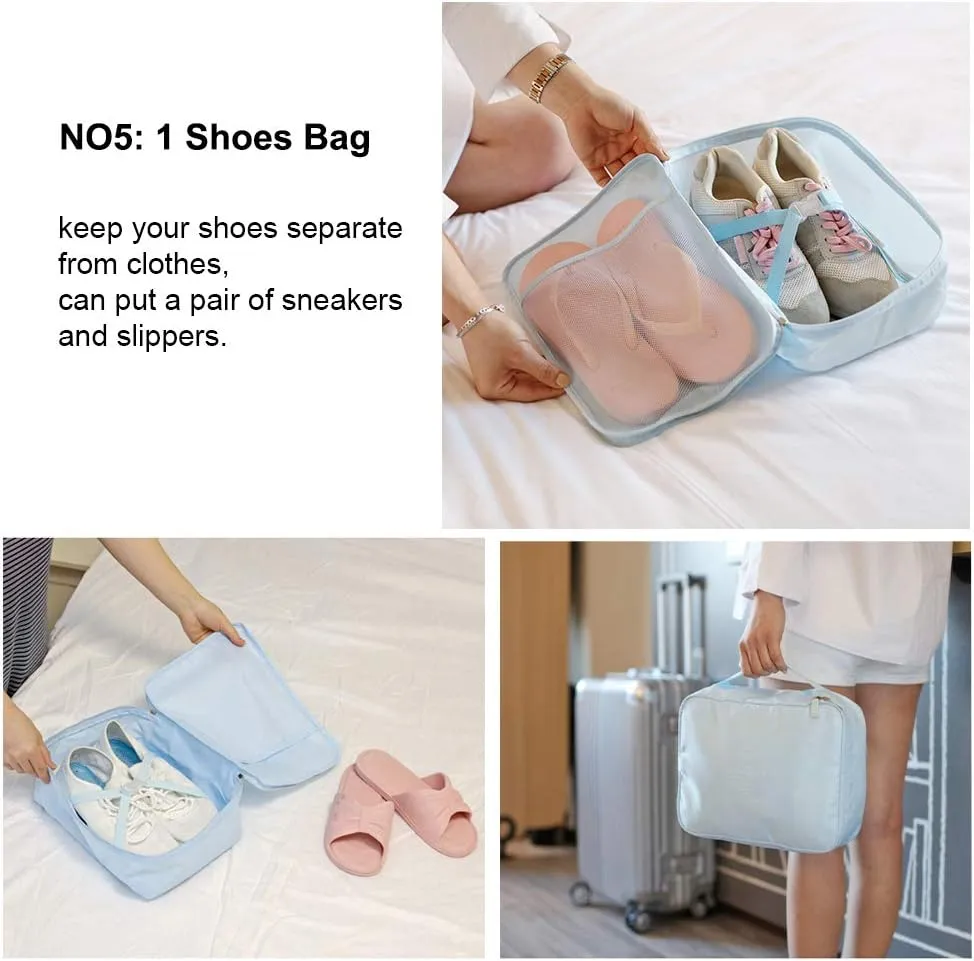 Travel Packing Cubes 8 Pcs Set, Luggage Packing Organizers with Shoe Bag and Toiletry Bag