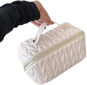 Travel Toiletry Bag, Large Wide-Open Travel Bag for Toiletries, Makeup Cosmetic Travel Bag with Handle,A